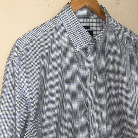 Jos A Bank Reserve Trad Fit Long Sleeve Button Down Shirt L Contrast Cuffs - Picture 3 of 9